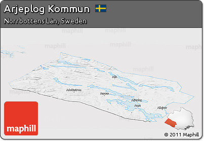 Silver Style Panoramic Map of Arjeplog Kommun, single color outside