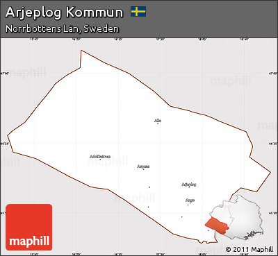 Classic Style Simple Map of Arjeplog Kommun, cropped outside
