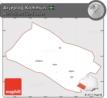 Classic Style Simple Map of Arjeplog Kommun, cropped outside