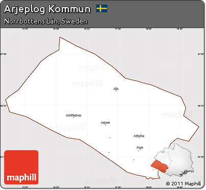 Classic Style Simple Map of Arjeplog Kommun, cropped outside