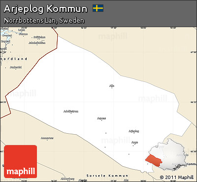 Classic Style Simple Map of Arjeplog Kommun