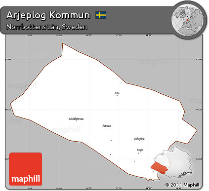 Gray Simple Map of Arjeplog Kommun, cropped outside