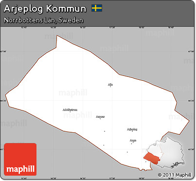 Gray Simple Map of Arjeplog Kommun, cropped outside