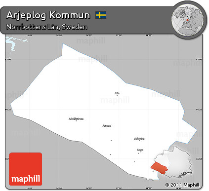 Gray Simple Map of Arjeplog Kommun, single color outside