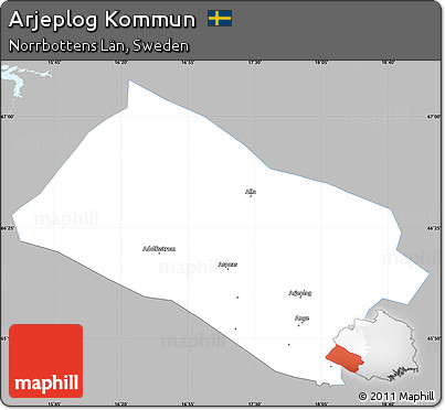 Gray Simple Map of Arjeplog Kommun, single color outside