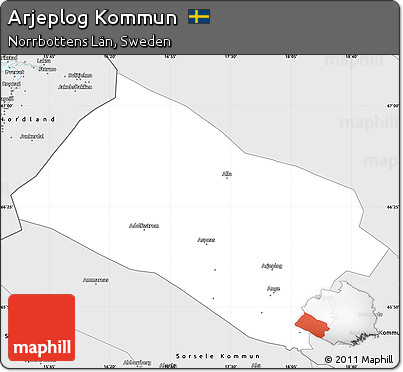 Silver Style Simple Map of Arjeplog Kommun