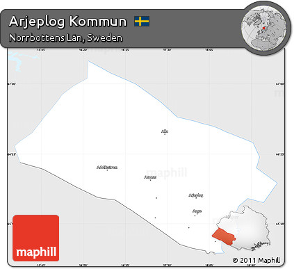 Silver Style Simple Map of Arjeplog Kommun, single color outside