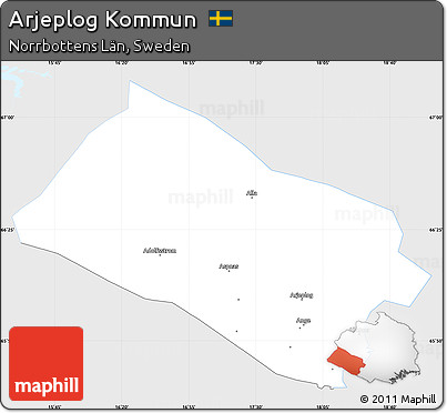 Silver Style Simple Map of Arjeplog Kommun, single color outside