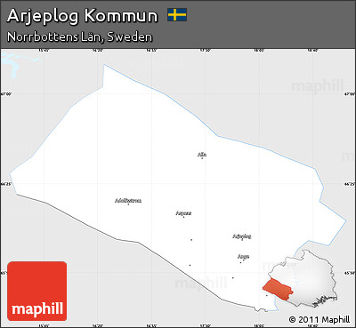 Silver Style Simple Map of Arjeplog Kommun, single color outside