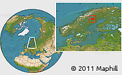 Satellite Location Map of Arvidsjaur Kommun, within the entire country