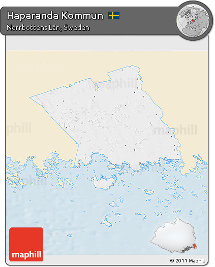 Classic Style 3D Map of Haparanda Kommun, single color outside