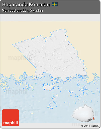 Classic Style 3D Map of Haparanda Kommun, single color outside