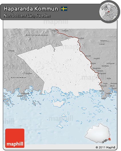 Gray 3D Map of Haparanda Kommun