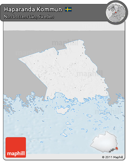 Gray 3D Map of Haparanda Kommun, single color outside