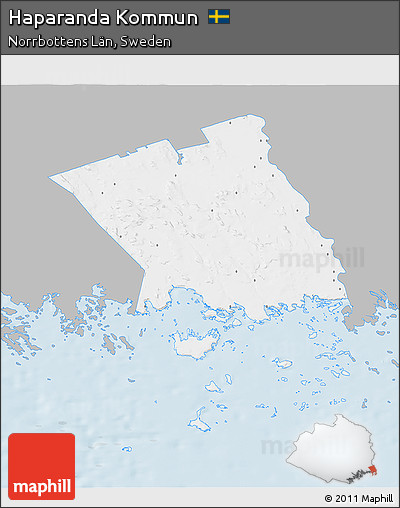 Gray 3D Map of Haparanda Kommun, single color outside