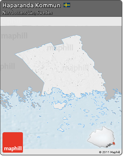 Gray 3D Map of Haparanda Kommun, single color outside