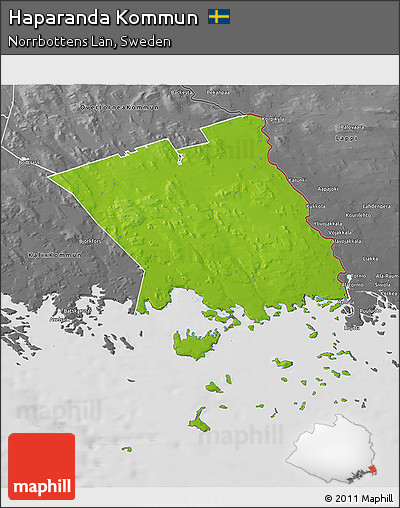 Physical 3D Map of Haparanda Kommun, desaturated