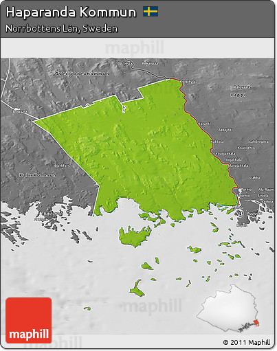 Physical 3D Map of Haparanda Kommun, desaturated