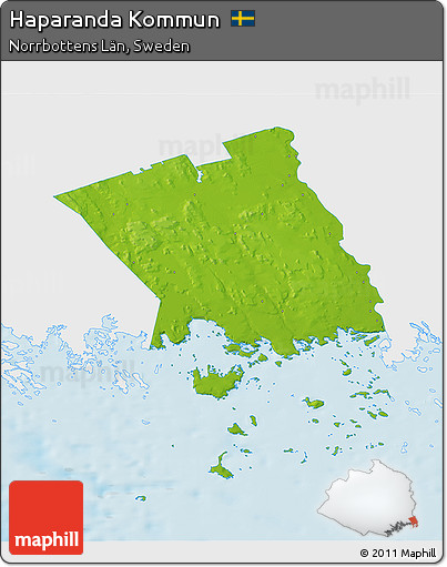 Physical 3D Map of Haparanda Kommun, single color outside