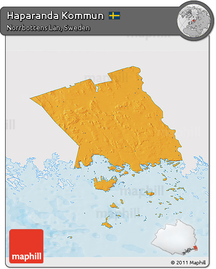 Political 3D Map of Haparanda Kommun, single color outside