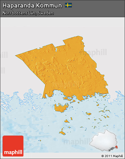 Political 3D Map of Haparanda Kommun, single color outside