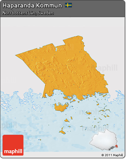 Political 3D Map of Haparanda Kommun, single color outside
