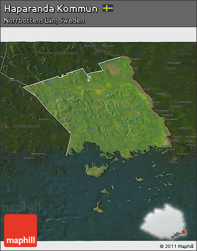 Satellite 3D Map of Haparanda Kommun, darken