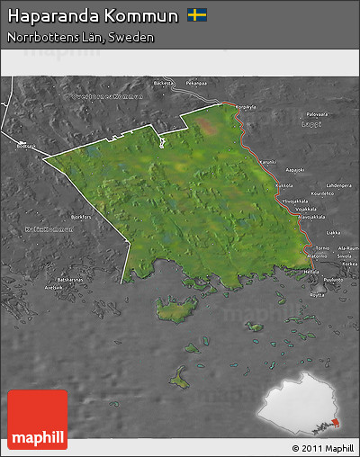 Satellite 3D Map of Haparanda Kommun, desaturated