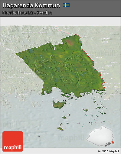 Satellite 3D Map of Haparanda Kommun, lighten