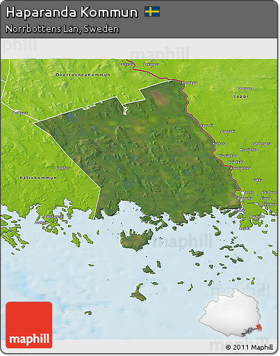 Satellite 3D Map of Haparanda Kommun, physical outside