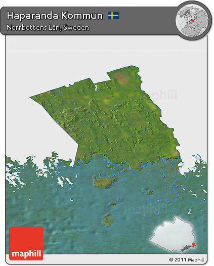 Satellite 3D Map of Haparanda Kommun, single color outside