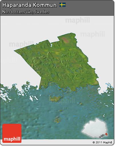 Satellite 3D Map of Haparanda Kommun, single color outside
