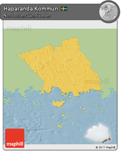 Savanna Style 3D Map of Haparanda Kommun, single color outside