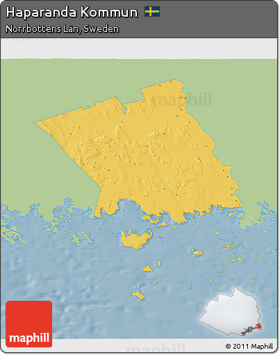 Savanna Style 3D Map of Haparanda Kommun, single color outside