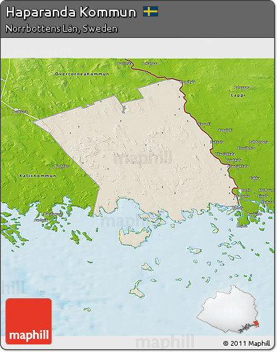 Shaded Relief 3D Map of Haparanda Kommun, physical outside
