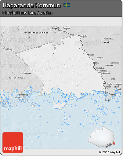 Silver Style 3D Map of Haparanda Kommun