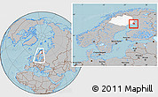 Gray Location Map of Haparanda Kommun, highlighted parent region, within the entire country, hill shading