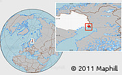 Gray Location Map of Haparanda Kommun, highlighted parent region, hill shading