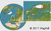 Satellite Location Map of Haparanda Kommun, highlighted parent region, within the entire country
