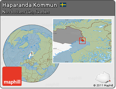 Savanna Style Location Map of Haparanda Kommun, highlighted country, highlighted parent region, hill shading
