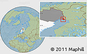 Savanna Style Location Map of Haparanda Kommun, highlighted country, highlighted parent region, hill shading