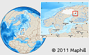 Shaded Relief Location Map of Haparanda Kommun, highlighted parent region, within the entire country