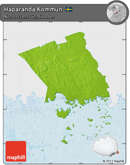 Physical Map of Haparanda Kommun, single color outside