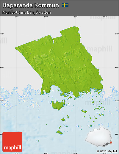 Physical Map of Haparanda Kommun, single color outside