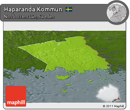 Physical Panoramic Map of Haparanda Kommun, darken