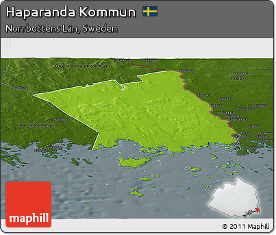 Physical Panoramic Map of Haparanda Kommun, darken