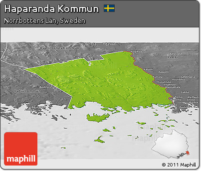 Physical Panoramic Map of Haparanda Kommun, desaturated