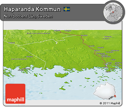 Physical Panoramic Map of Haparanda Kommun