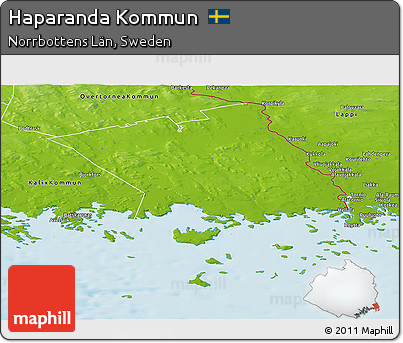 Physical Panoramic Map of Haparanda Kommun