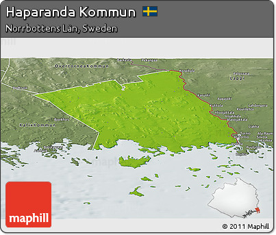 Physical Panoramic Map of Haparanda Kommun, semi-desaturated